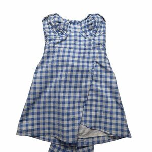 For Love & Lemons Blue Gingham Dixi Mini Dress